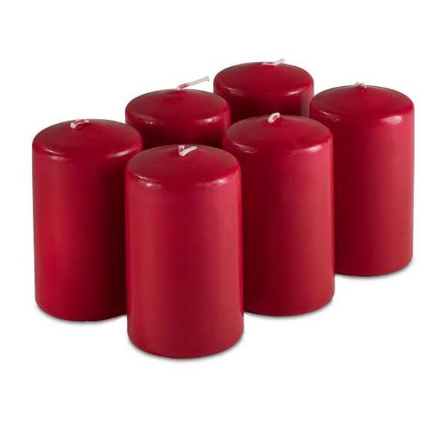 Set of 6 Red Wax 6.5CmD Regular Candle