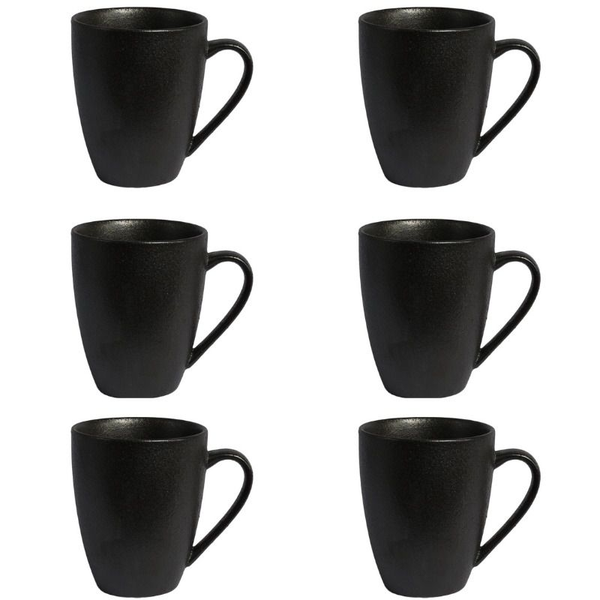 6 Pieces Of 300ml Classic Black Ceramic Mug Set