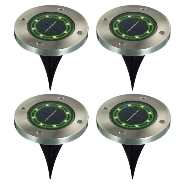 4 pcs Solar LED Garden Lights for Pathway &amp; Yard, Waterproof - Warm White