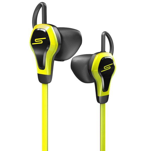SMS Biosport Earphones Headphones with Heart Rate Monitor Remote Mic Yellow