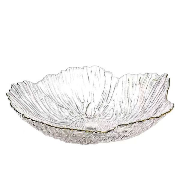 Minimalist Petal Glass Fruit Tray - 30.5cm Flower-Shaped Crystal Snack Tray