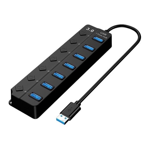 USB Hub High Speed Splitter 7 Port 5Gbps Hub Power Adapter with Switch