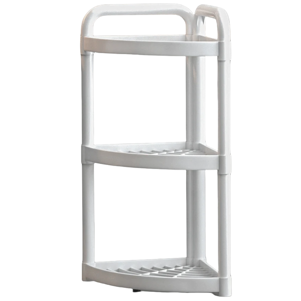Foldable White Carbon Steel 3-Tier Corner Shelf
