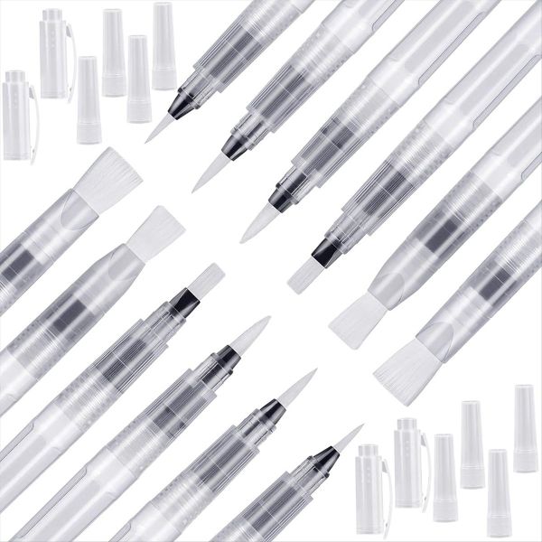 12 Pcs Water Brush Pens for Watercolor with Caps
