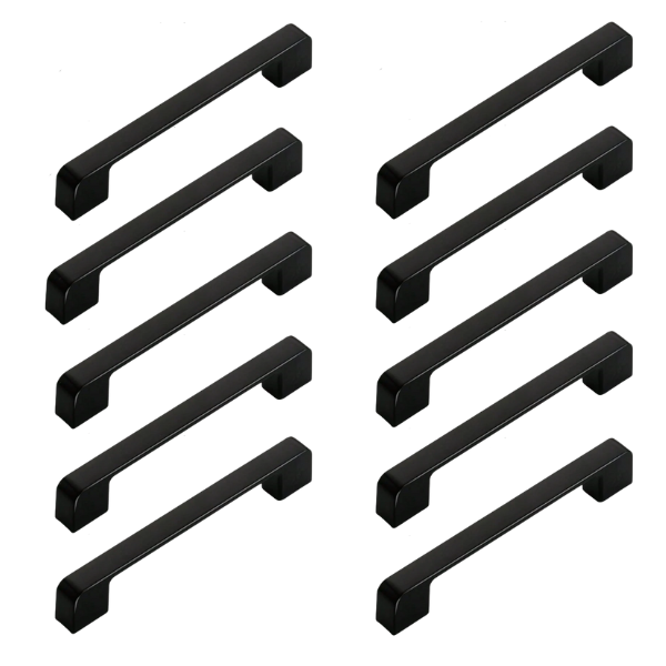 Sleek Black Aluminum Cabinet Handle - 137mm Length, 128mm Pitch