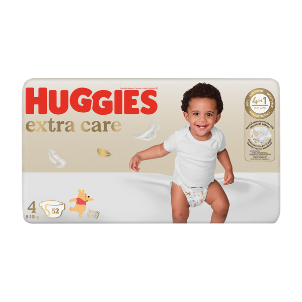 Huggies Extra Care - Size 4 Moving Baby (8-16kg) - 52 Nappies