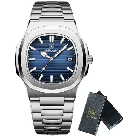 Men's Quartz Watch - Blue Dial and Stainless Steel Luxury Watch for Men Image