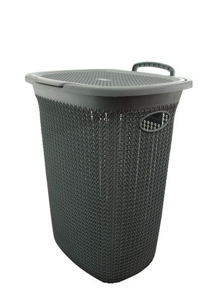 Designer Stitch Laundry Basket Smokey Charcoal