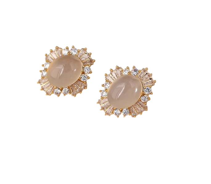 Elegant Oval Gem Earrings - Ideal for Formal Events &amp; Daily Wear
