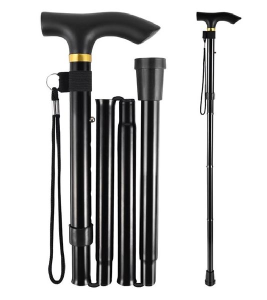Camping Hiking Walking Stick Folding - Black