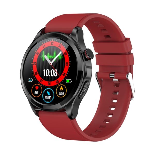 Red Strap Smartwatch - ECG, PPG, Blood Oxygen &amp; Multi-Sport Fitness Tracker