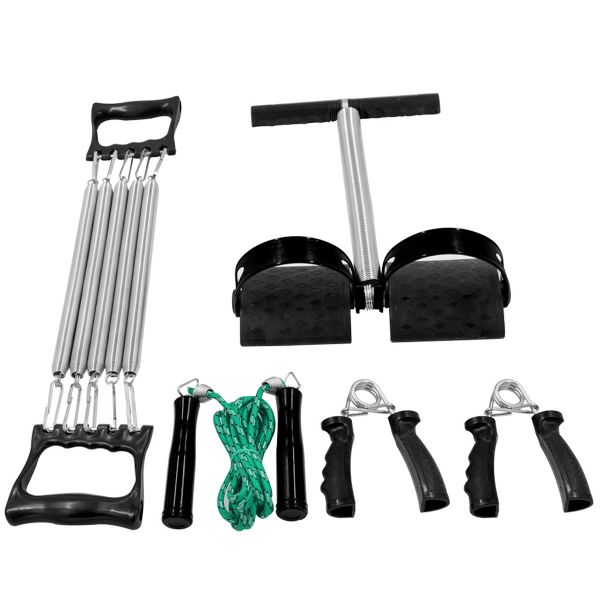Portable Fitness Set of 4 Muscle Exercise with Tummy Trimmer Chest Expander