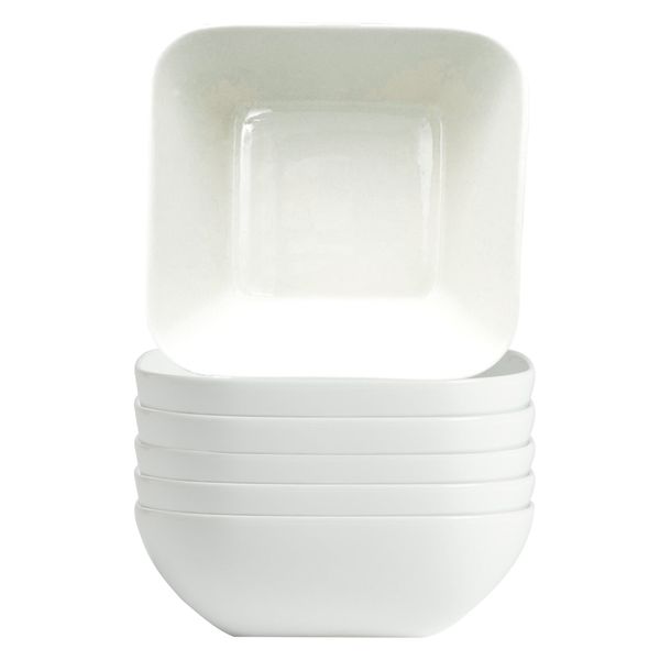 Square Serving Ceramic Bowls Dishwasher &amp; Microwave Safe - Set of 6