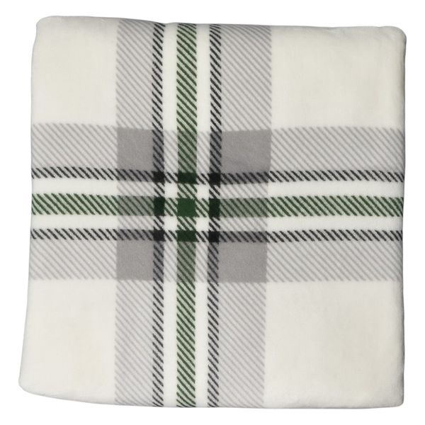 Queen Plush Blanket 229cm - White and Green