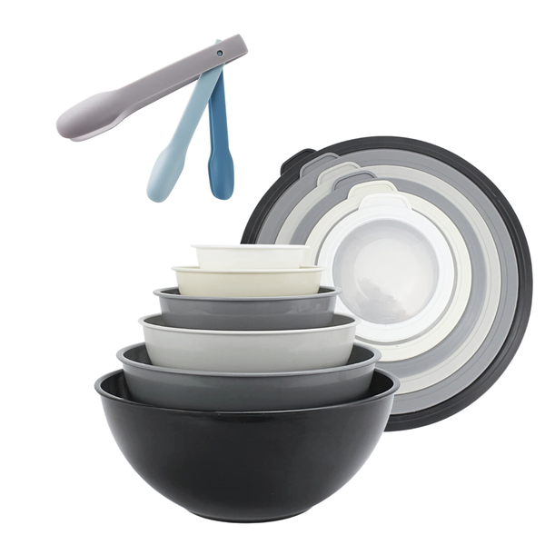 12 Piece Airtight Nesting Bowl Set with 3 Piece Nesting Tongs