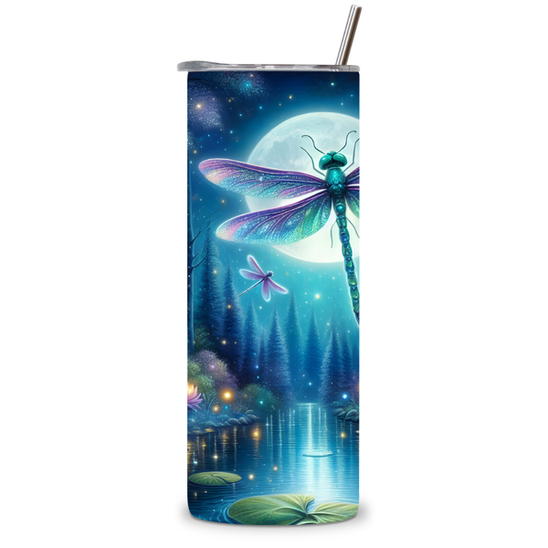 Moonlit Dragonfly &amp; Lotus Tumbler - 20oz Serenity Edition