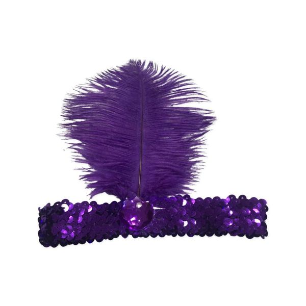 Charleston Great Gatsby Flapper Head Piece- Purple Feather