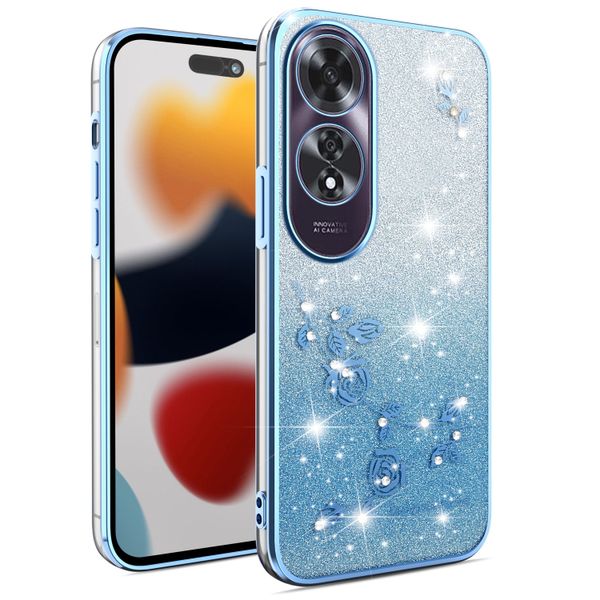 Phone Case Compatible With OPPO A60 Flowers Diamond Shining Cover