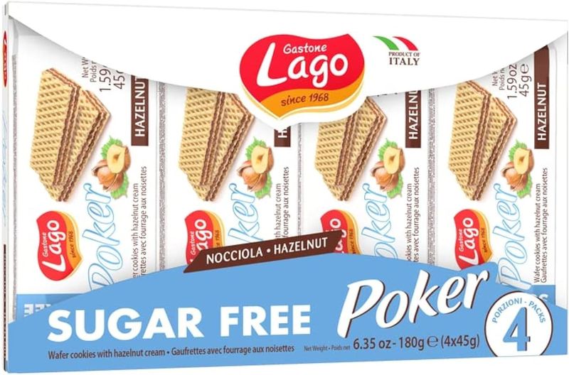 Gastone Lago - 4 Pack Sugar-Free Hazelnut Wafers 45g