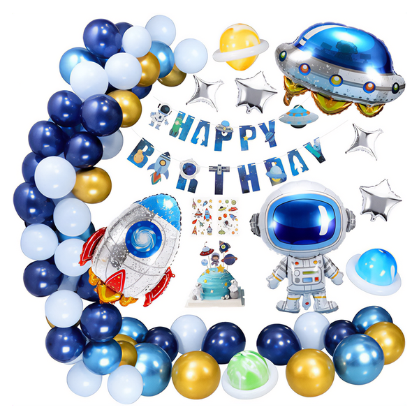 YB Sparkle - Kids Outer Space Astronaut Themed Party Decoration &amp; Balloons
