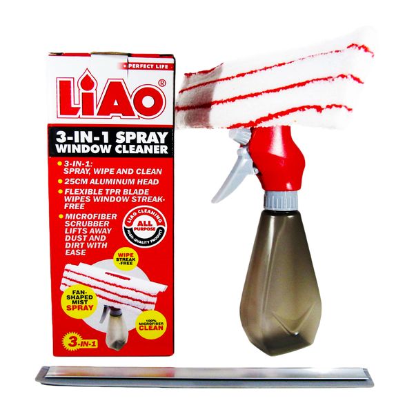 3-in-1 Window Cleaner with Spray Bottle and Microfiber Washer Head