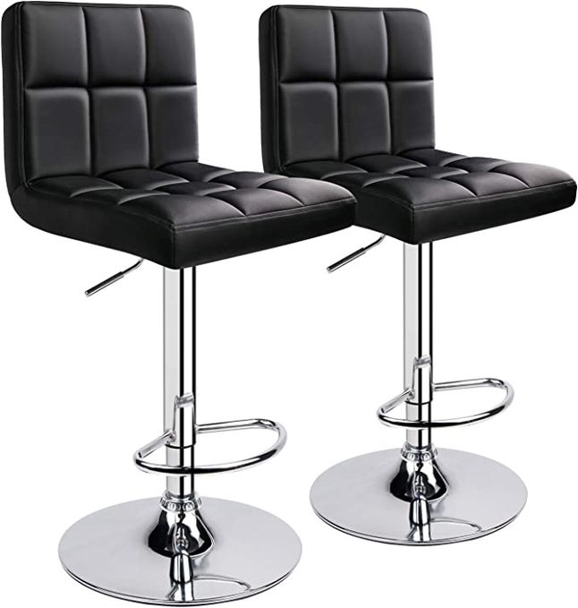 Modern PU Leather Adjustable Swivel Bar Stool - Set of 2 | Shop Today ...