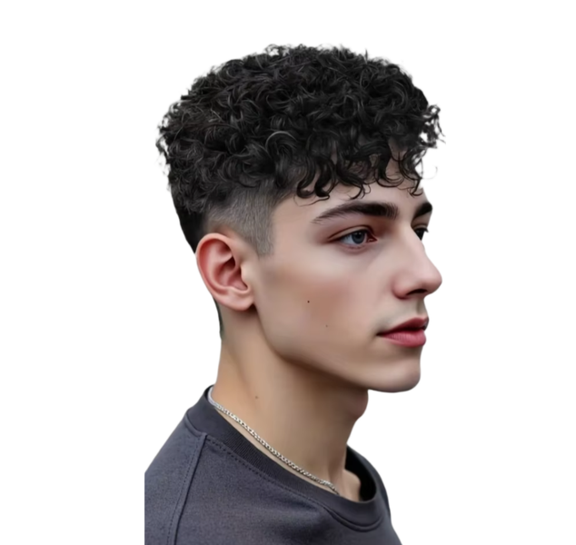 IPSTYLE Men'S Curly Human Hair Wig Natural Afro Kinky Hair Breathable 4