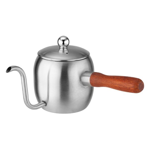 500ml Wooden Handle Stainless Steel Tea Dripper Coffee Kettle-Silver