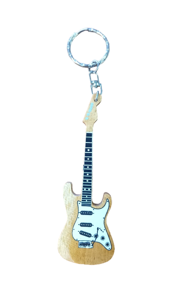 Keyring Guitar Natural Wood Electric 11cm