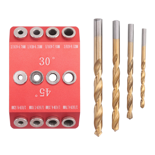 30/45/90 Angle Drill Hole Guide Jig, for Angled and Straight Hole,4 Bits