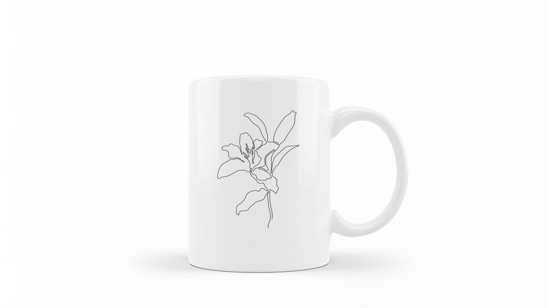 Designer Line Art Coffee Mug - Abstract Flower 1