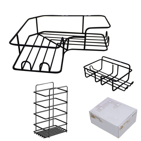 LMA 3 Piece No-Drill Steel Corner Wall-Mount Bathroom Accesories Set