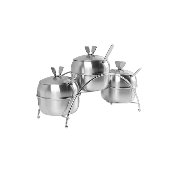 3 Piece Of Stainless Steel Seasoning Container Rack With Spoons N857215