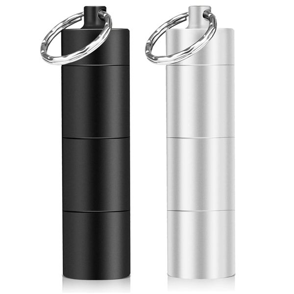 2 Pack Pill Case Keychain Waterproof Aluminum Travel Organizer Set
