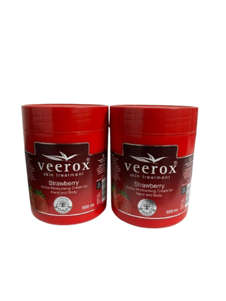 Veerox Strawberry Moisturising Cream - 500ml (Pack of 2)