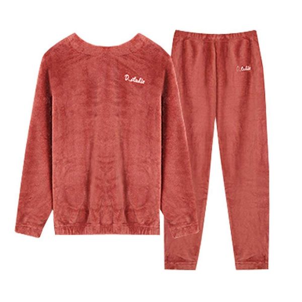 Classic Warm Winter Ladies Pyjamas Set Coral/Pink