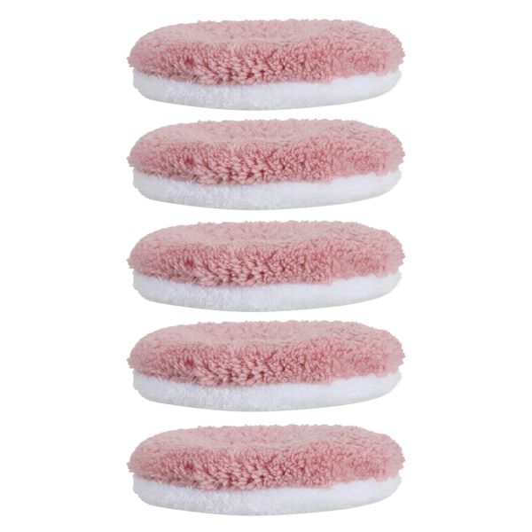 Pack Of 5 Minimalistic Microfiber Fleece Makeup Remover Pads - Pink/White