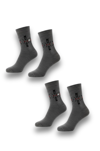 2 Pack Men's Grey Ankle Pattern Socks