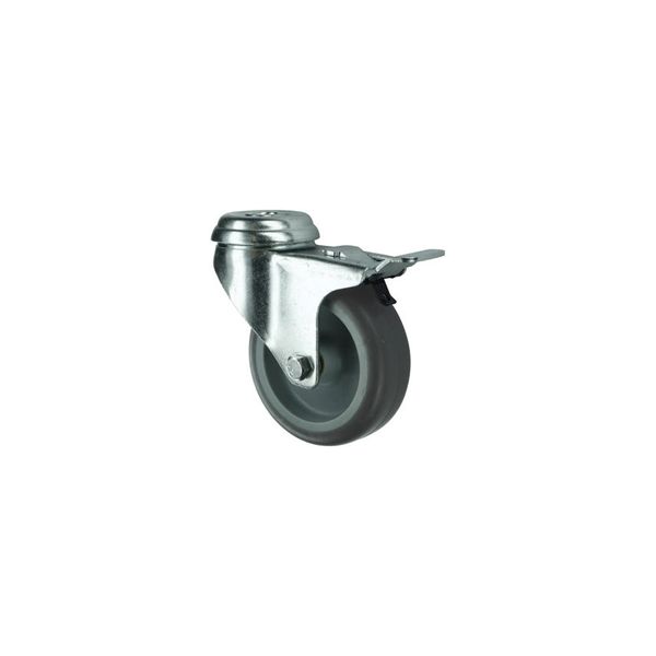 Braked Swivel Bolt Hole 50mm Rubber Tyre