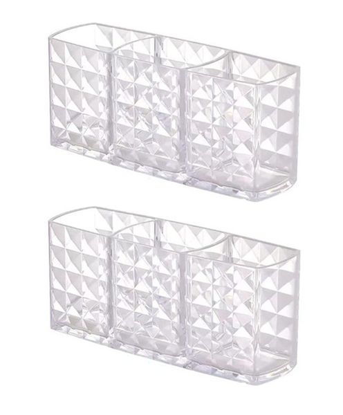 2 Makeup Brush Holders with 3 Compartments