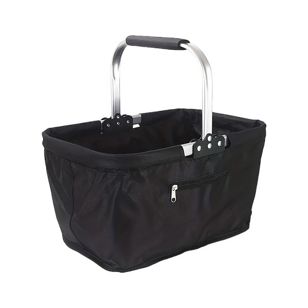 Foldable Aluminum Frame Picnic Basket With Large Zippered Side Pocket