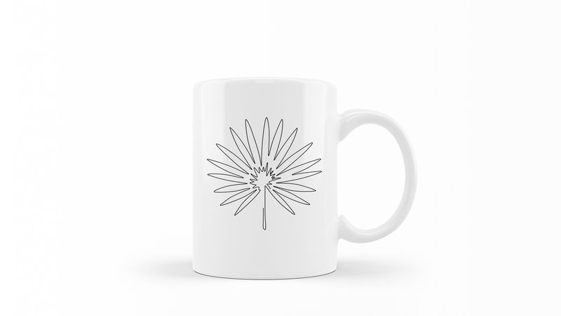 Designer Line Art Coffee Mug - Abstract Leaf 7