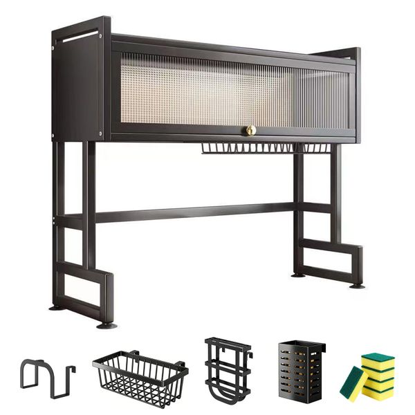 Kitchen Over The Sink Dish Drying Rack with Lid, Space-Saving