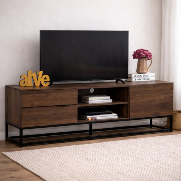 Bragg Capri 1.8m TV Stand, Walnut &amp; Black