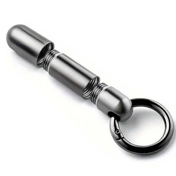 Stainless Steel Portable Pill Case - Dual Compartment with Keychain
