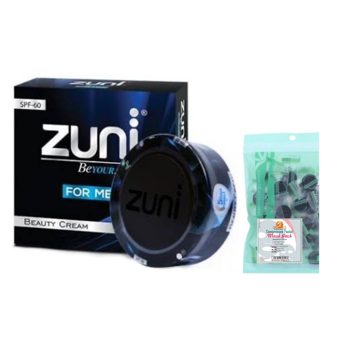 Zuni Beauty Cream (30 g) For Men With Compressed Facial Masks (10