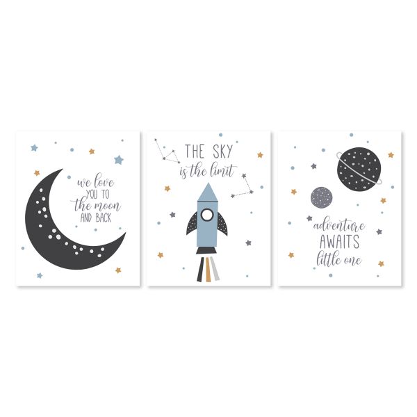 Nursery Wall Art -The Sky is the Limit - Set of 3x A2