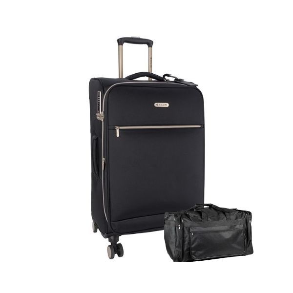 Cellini New Allure Soft 4 Wheel Luggage Trolley Case + Free Fold Up Duffle