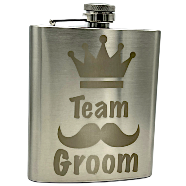 Beautiful Team Groom Hip Flask Engraved