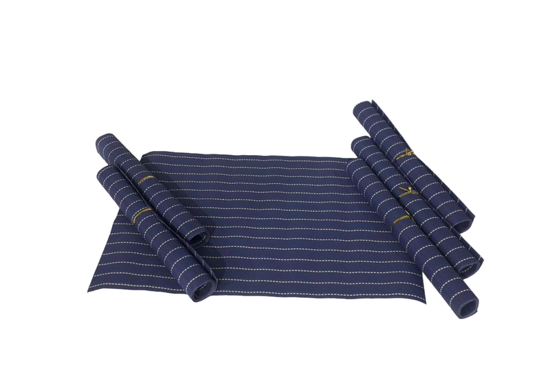 Blue with White Stripes Placemats Set of 6
